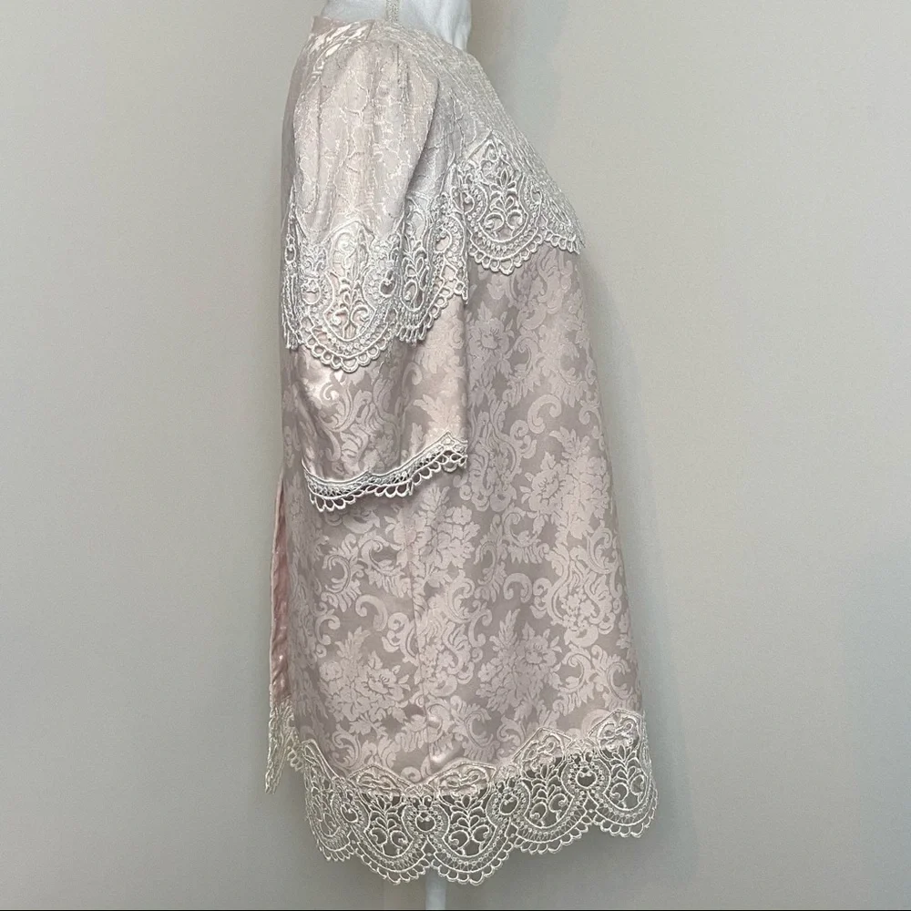 Scott McClintock Vintage Top Plus Size Victorian Puff Sleeve Pink Lace Top - Picture 8 of 14